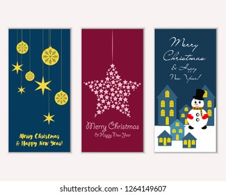 Merry Christmas and Happy New Year greeting cards