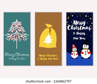 Merry Christmas and Happy New Year greeting cards
