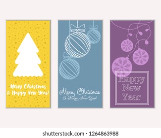 Merry Christmas and Happy New Year greeting cards