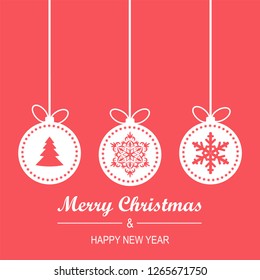 Merry Christmas and Happy New Year elegant greeting card. Luxury holiday party design. EPS 10 vector.