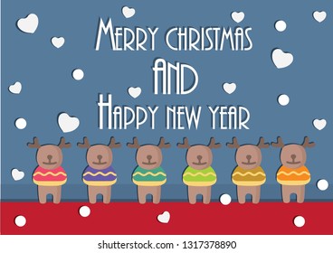 Merry Christmas and Happy New Year Paper art.
