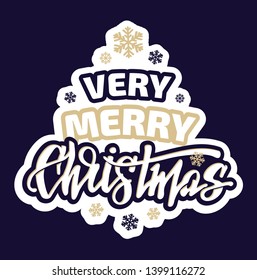 Merry Christmas and Happy New Year - lettering label art banner poster