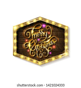 Merry Christmas and Happy New Year 2020. Trendy background with Golden twinkles and geometric designs . Poster, card, label, banner design. Vector illustration.