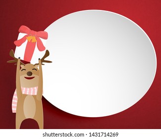 Merry Christmas and Happy new year greeting card in paper cut style. Vector illustration Christmas celebration background. Brochure, flyer, banner template.