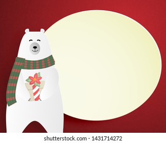 Merry Christmas and Happy new year greeting card in paper cut style. Vector illustration Christmas celebration background. Brochure, flyer, banner template.