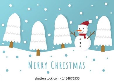 Merry christmas and happy new year greeting card with snowman.