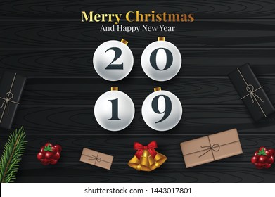Merry Christmas and happy new year. Beautiful background with Christmas decoration
