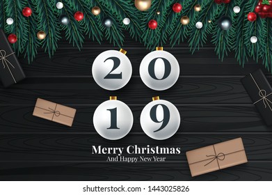 Merry Christmas and happy new year. Beautiful background with Christmas decoration