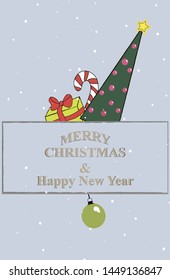 Merry Christmas and Happy New Year card. Postcard. 