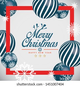 Merry Christmas and Happy New Year background for holiday greeting card, invitation, party flyer, poster, banner. 