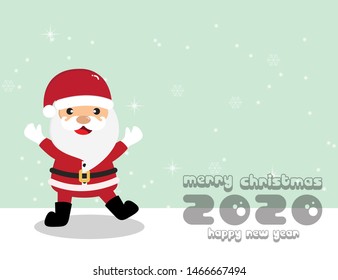 Merry Christmas and happy new year 2020, Santa Claus greeted at the Christmas celebration on bright green background with copy space for text,vector illustration eps10.