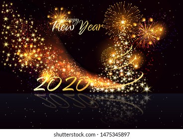 Merry christmas and happy new year. Happy New Year 2020 - Marry Christmas background with gold 2020 - Vector