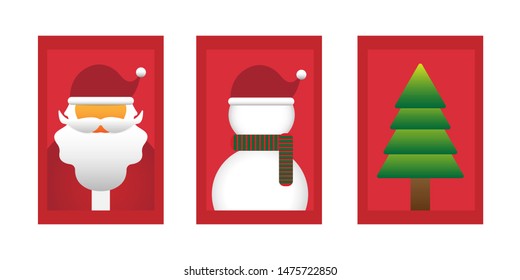 Merry Christmas and happy new year collection set. Vector illustration in flat style.
