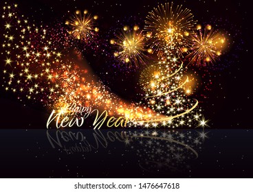 Merry christmas and happy new year. Happy New Year - Marry Christmas background with gold - Vector