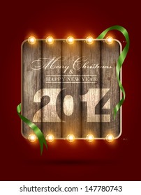 Merry Christmas and Happy New Year 2014, Vector illustration.