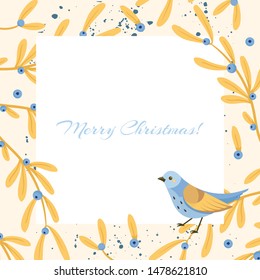 Merry Christmas and Happy New Year frame. Cartoon styled illustration.Vector design element.