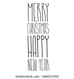 Merry Christmas and happy new year lettering text template