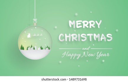 Merry Christmas and happy new year, Ornament, Paper layer cut, Craft vector