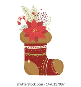 Merry Christmas and Happy New Year socks. Cartoon styled illustration.Vector design element.