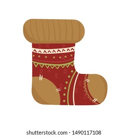 Merry Christmas and Happy New Year socks. Cartoon styled illustration.Vector design element.
