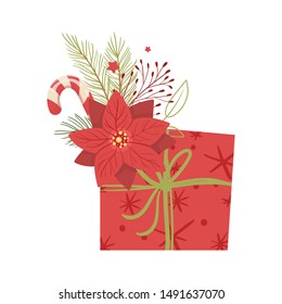 Merry Christmas and Happy New Year gifts. Cartoon styled illustration.Vector design element.