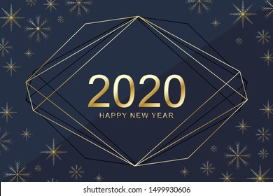 Merry Christmas and Happy New Year 2020 greeting card. Modern golden background template for 2020 Happy New Year. Modern design cover template wallpaper or banner presentations. Vector illustration.