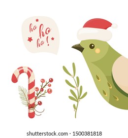 Merry Christmas and Happy New Year. Cartoon styled illustration.Vector design element.