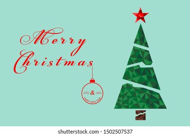 Merry christmas and happy new year in low poly style vector illustration