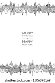 Merry Christmas and Happy New Year. Xmas background with Christmas tree balls.