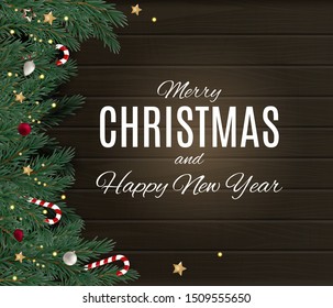 Merry Christmas and Happy New Year posters. Vector illustration. EPS10