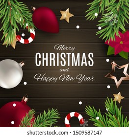 Merry Christmas and Happy New Year posters. Vector illustration. EPS10