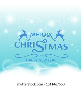 Merry Christmas and Happy New Year, greeting card design, Advertising with winter composition on blue tone background, Vector illustration, holiday party