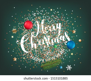 Merry Christmas and Happy new year greeting card