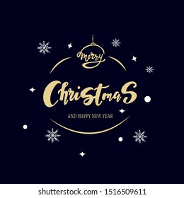 Merry Christmas and Happy New Year lettering typography vector design for greeting cards and poster. 