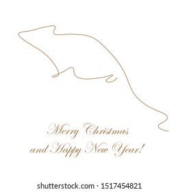 Merry Christmas and Happy New Year card with rat, vector illustration