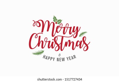 Merry Christmas and Happy New Year vector text calligraphic design. Creative typography for holiday greeting gift poster.