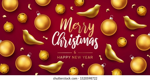 Merry Christmas and happy new year background. Vector illustration with Christmas elements.
