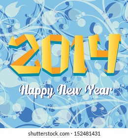 Merry Christmas and Happy New Year 2014 Card. vector origami style illustration.