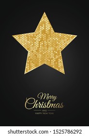 Merry Christmas and Happy New Year. Xmas background with gift box, Snowflakes and balls design.