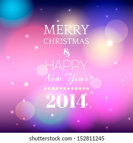 Merry Christmas and Happy New Year Card  Background 2014