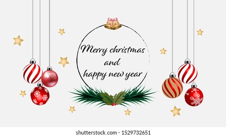 Merry Christmas and Happy New Year vector design for greeting cards and poster. Vector illustration
