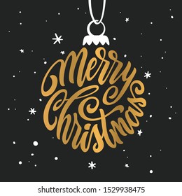 Merry Christmas and Happy New Year lettering template. Greeting card invitation with snowflakes. Winter holidays related typographic quote. Vector vintage illustration.