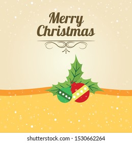 Merry Christmas and Happy New Year greeting card, vector illustration.