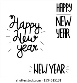 Merry Christmas and Happy New Year typography collection. 