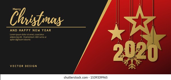 merry christmas and happy new year 2020 vector design