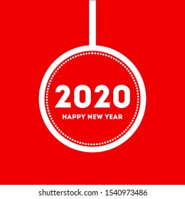 Merry Christmas and Happy New Year card on a red background in a flat style.  Vector