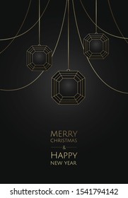 Merry Christmas and Happy New Year. Xmas background with Christmas tree balls.