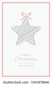 Merry Christmas and Happy New Year. Xmas wishes with decoration. Vector