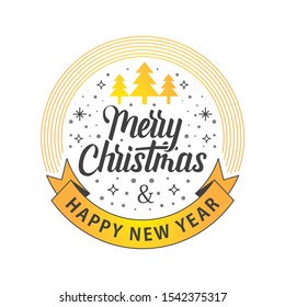 Merry Christmas Happy New Year White and Gold colors
