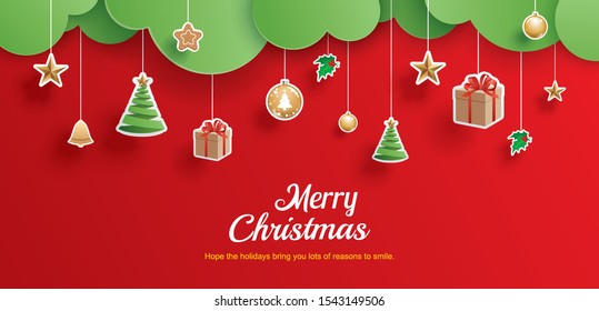 Merry christmas and happy new year greeting card banner template. Use for header website, cover, flyer.